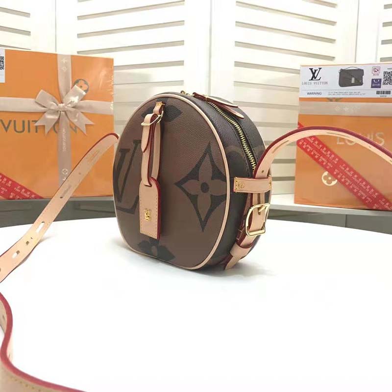 Louis Vuitton LV Women Boite Chapeau Souple Bag in Monogram and Reverse Coated Canvas-Brown
