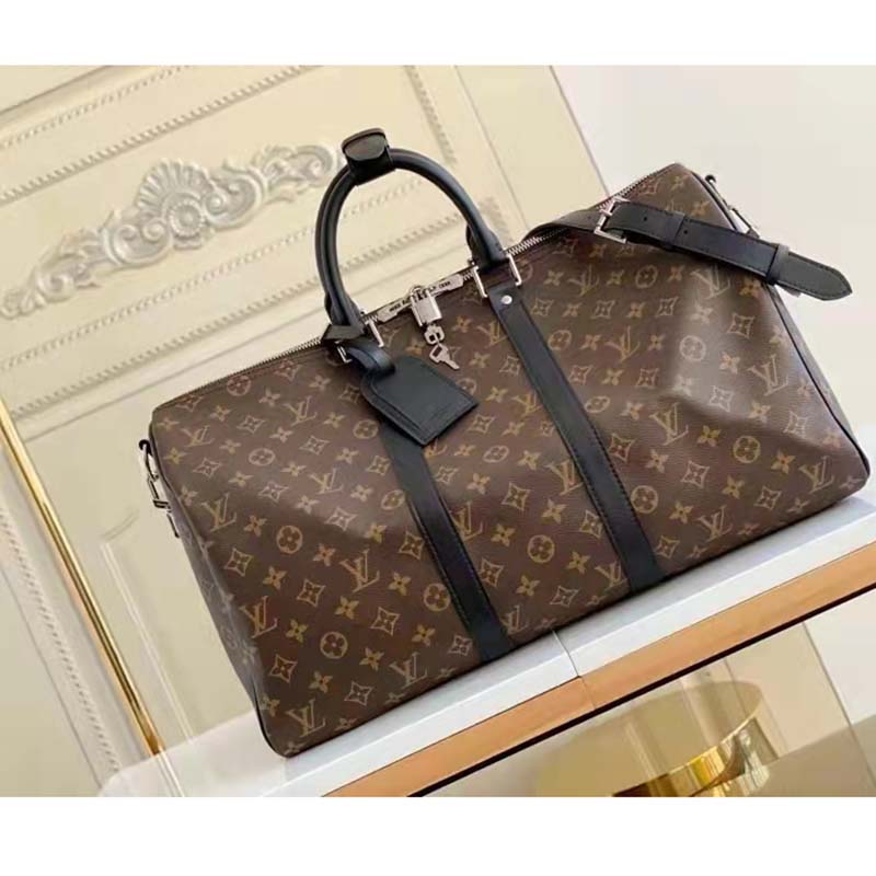 Louis Vuitton LV Unisex Keepall Bandoulière 45 Brown Coated Canvas Cowhide Leather