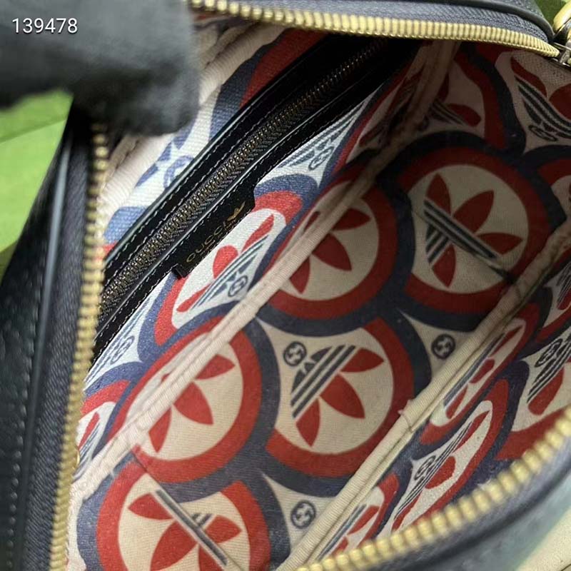 Gucci Unisex Adidas x Gucci Small Shoulder Bag Black Leather Interlocking G