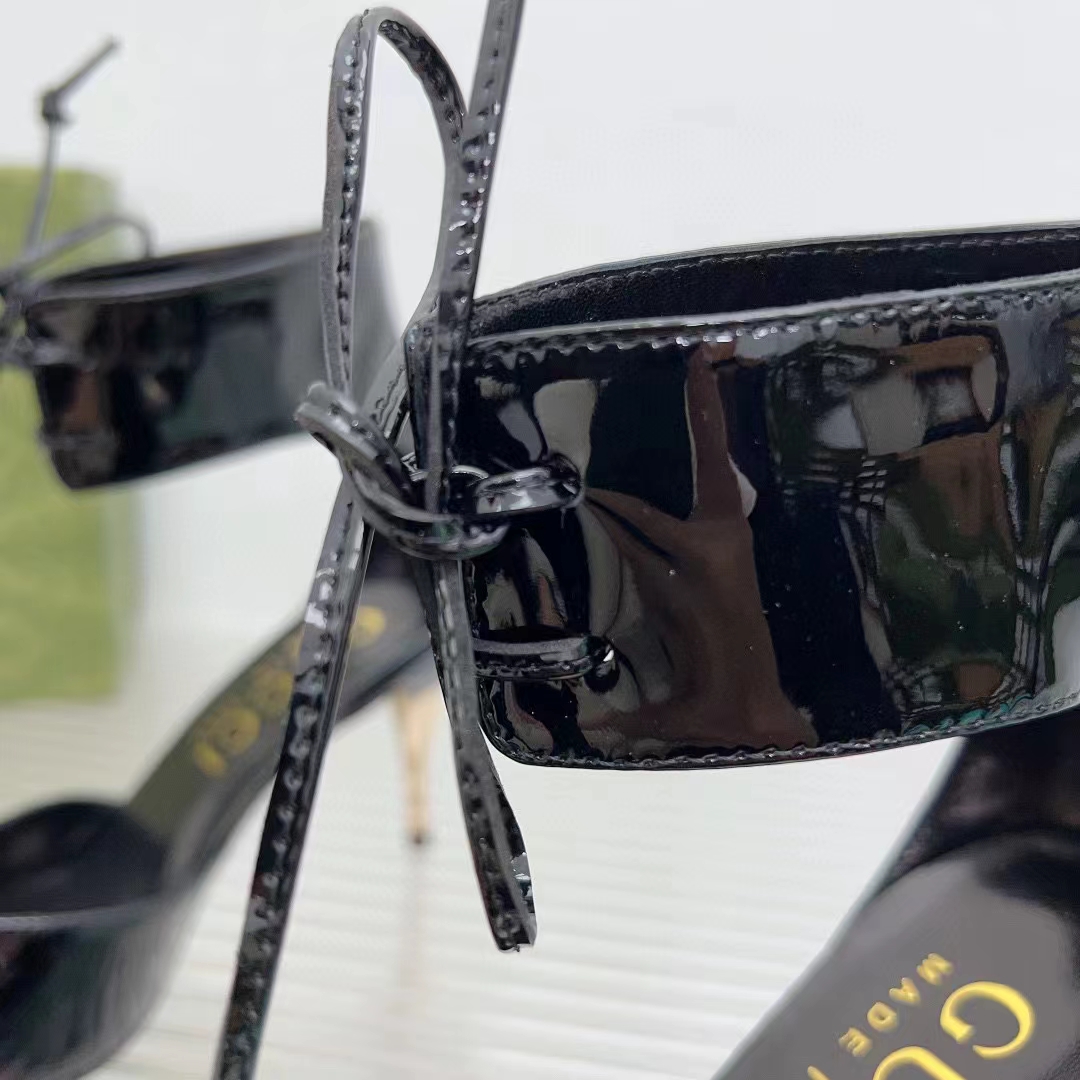 Gucci Women GG High Heel Patent Pump Black Patent Leather 10 CM Heel