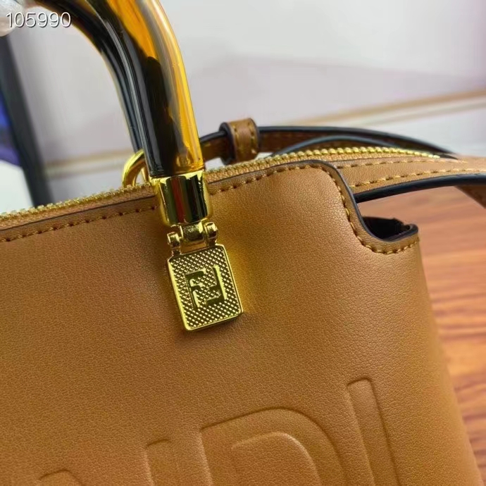 Fendi Women FF By The Way Mini Small Boston Bag Dove Gray Leather