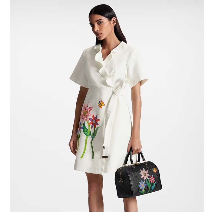 Louis Vuitton Women LVxYK Speedy Bandoulière 25 Black Embossed Grained Monogram Cowhide Leather