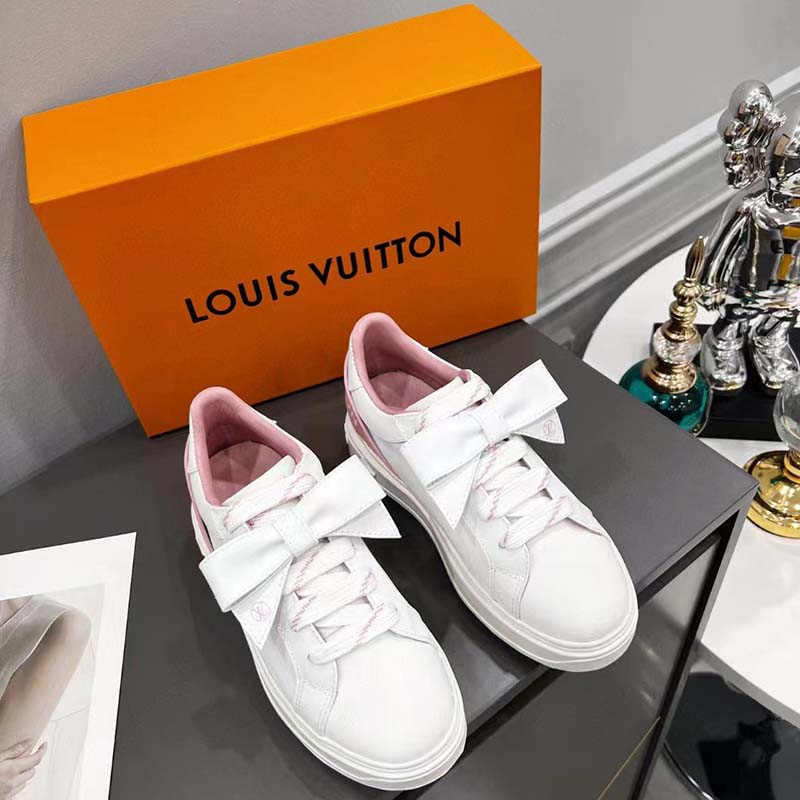 Louis Vuitton Unisex LV Shoes Time Out Sneaker Rose Clair Pink Calf Leather Rubber Outsole