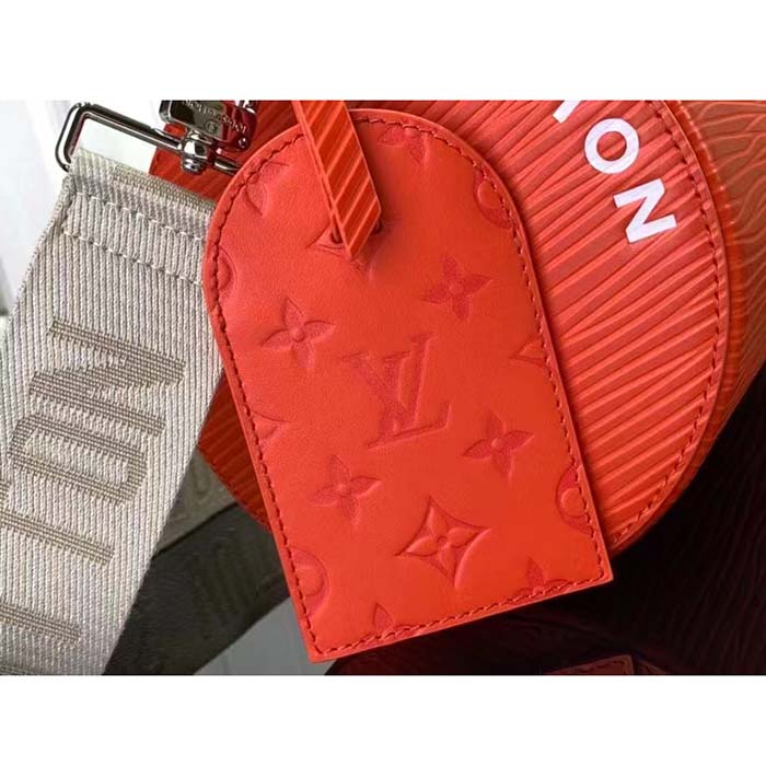 Louis Vuitton LV Unisex Soft Polochon MM Vermillion Red Epi XL Grained Cowhide Leather