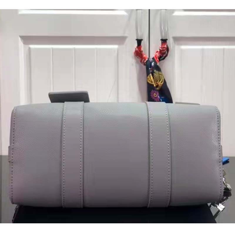 Louis Vuitton LV Unisex City Keepall Bag Gray Aerogram Cowhide Leather Textile Lining