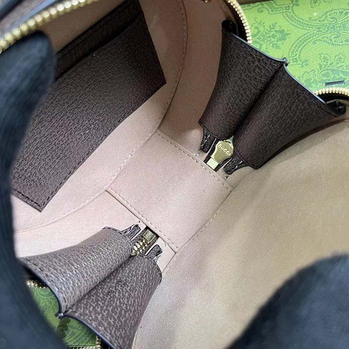 Gucci Women Ophidia Mini Chain Bag Beige Ebony GG Supreme Canvas Brown Leather Double G