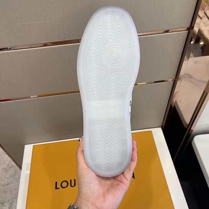 Louis Vuitton LV Unisex Rivoli Sneaker Boot Silver White Calf Leather Monogram Canvas