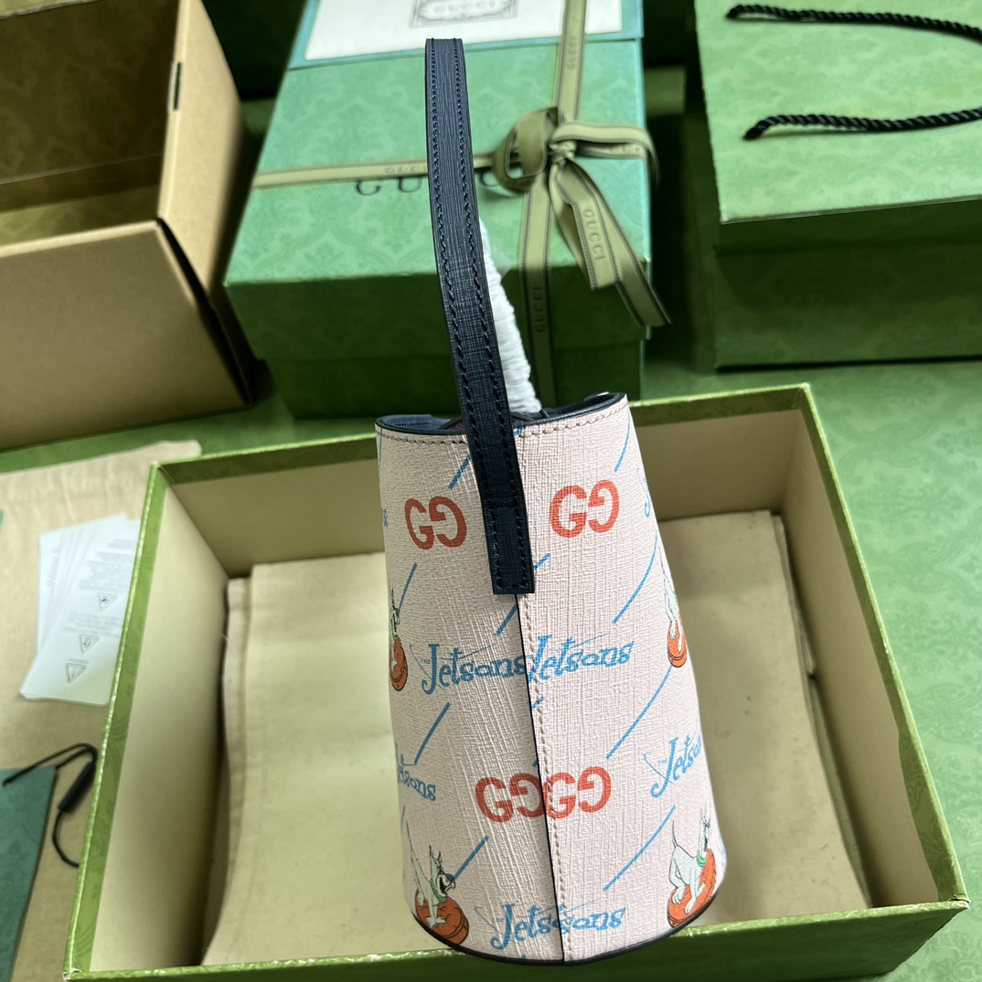 Gucci Children’s Printed Bucket Bag GG The Jetsons Print Pink Supreme Canvas