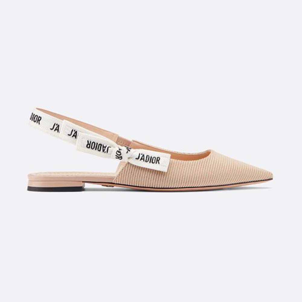 Dior Women J’adior Ballet Flat in Technical Canvas-Sandy