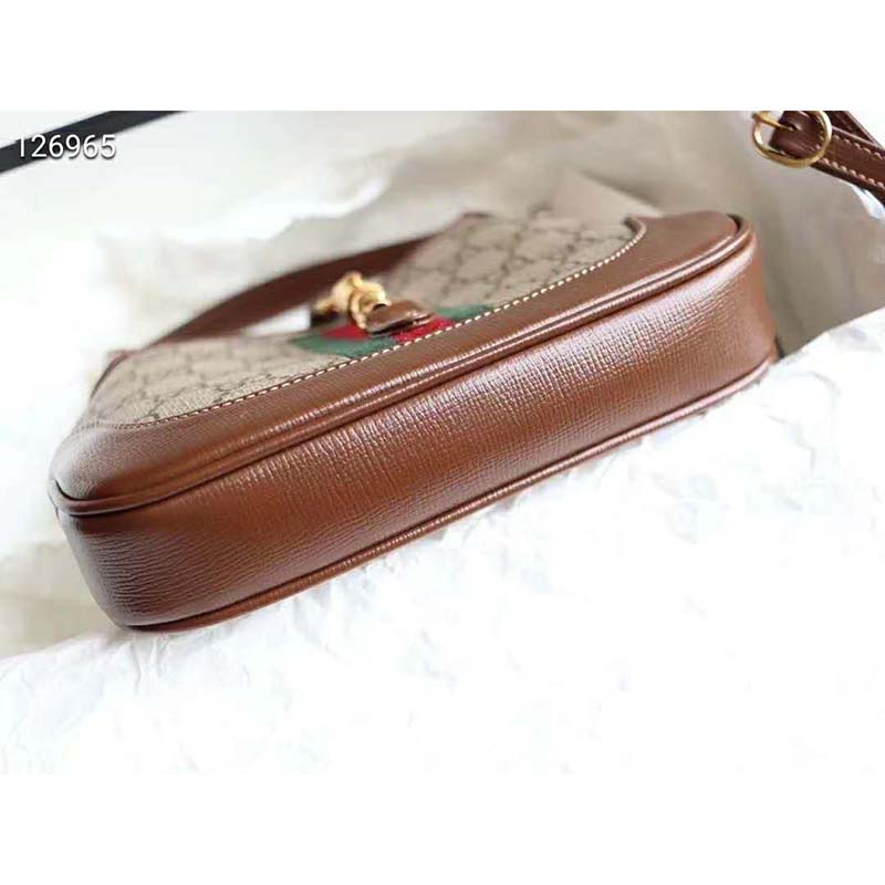 Gucci Women Jackie 1961 Mini Hobo Bag Beige/Ebony GG Supreme Canvas