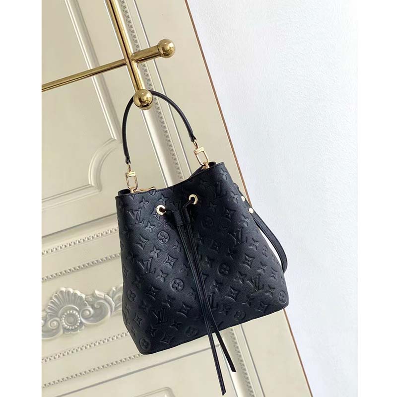 Louis Vuitton LV Women NéoNoé MM Bucket Black Embossed Monogram Empreinte Grained Cowhide