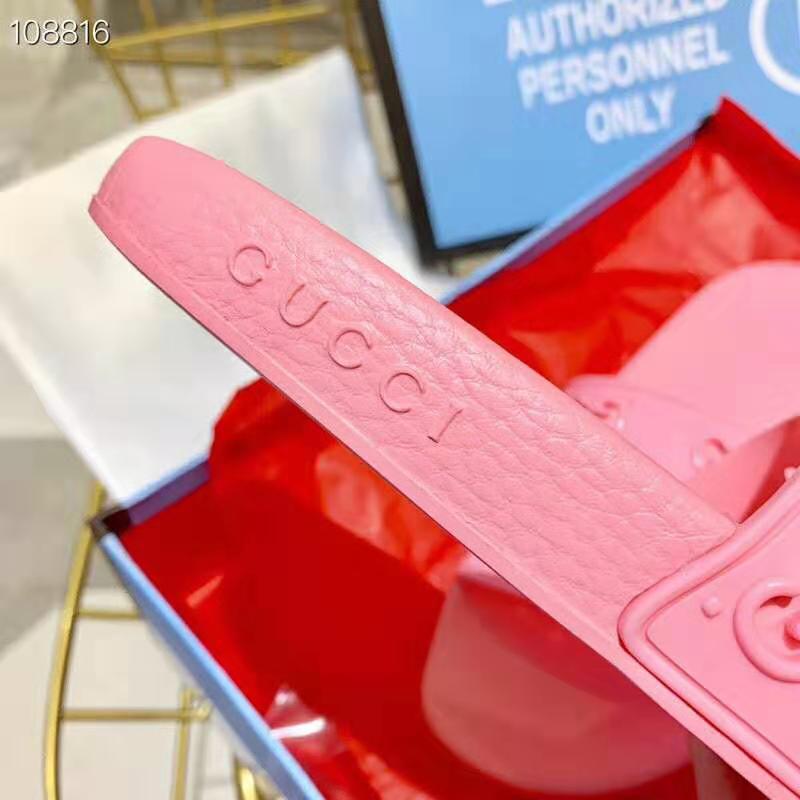 Gucci Women’s Rubber GG Slide Sandal-Pink