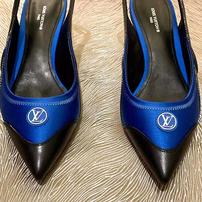 Louis Vuitton Women Archlight Slingback Pump Blue Technical Satin Calf Leather