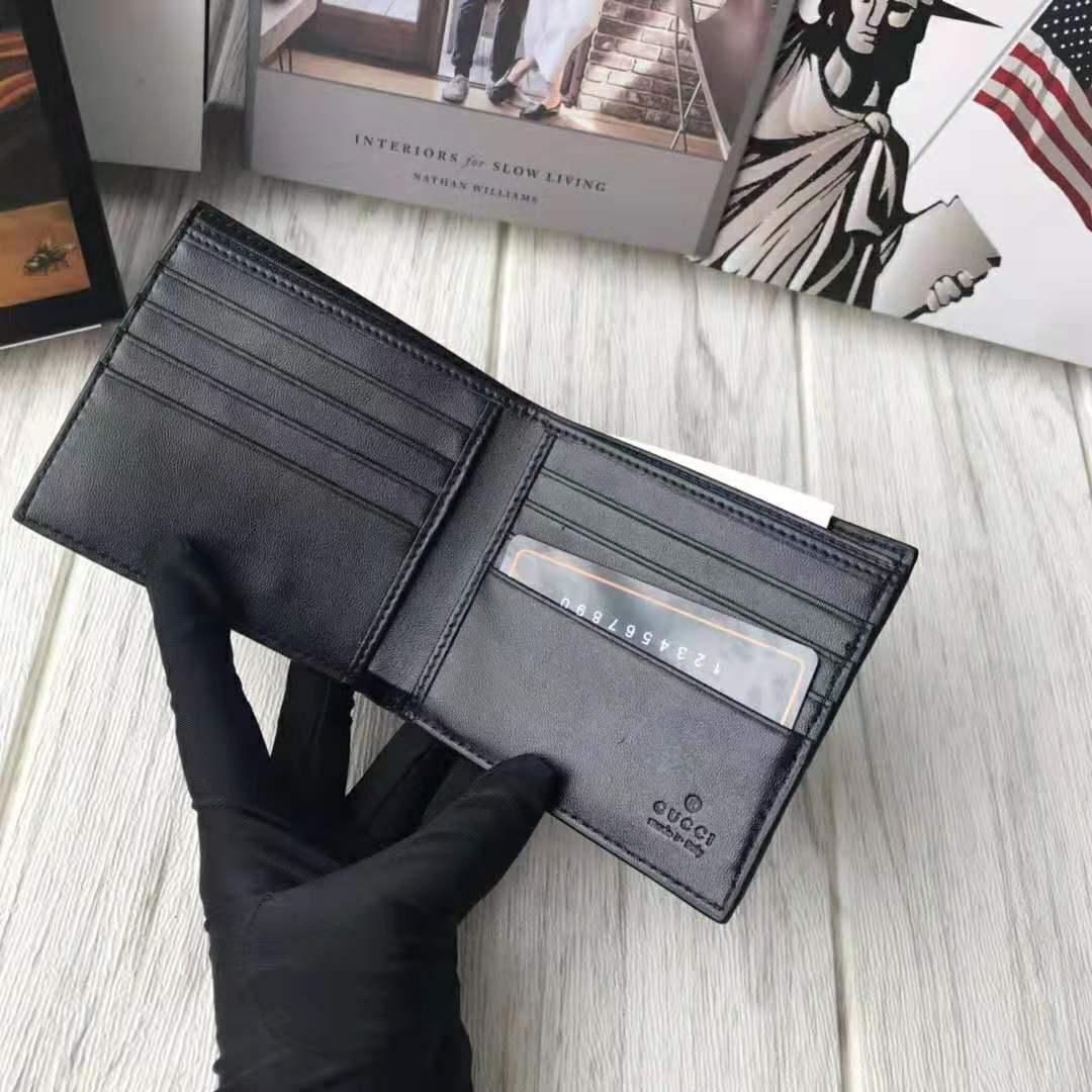 Gucci GG Men Gucci Signature Wallet in Black Gucci Signature Leather with Details