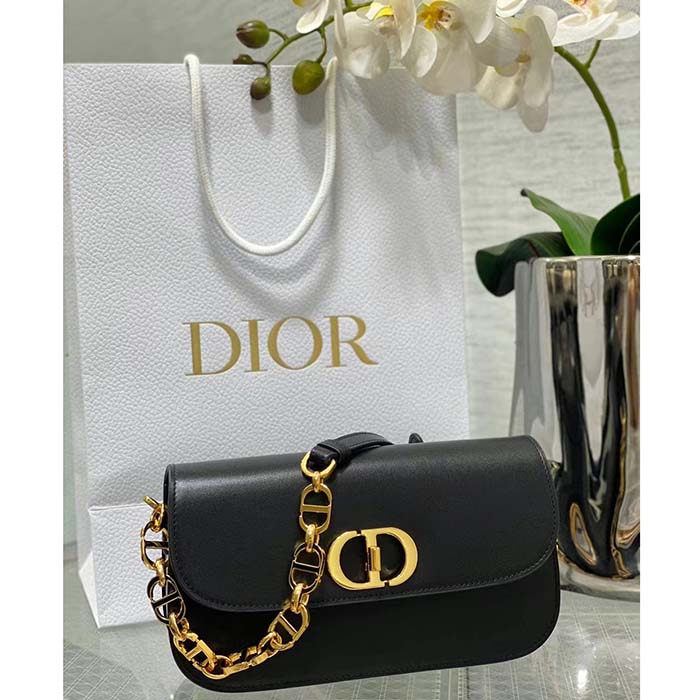 Dior Women CD 30 Montaigne Avenue Bag Black Box Calfskin