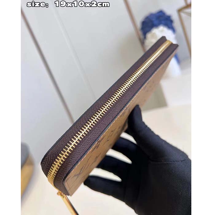 Louis Vuitton LV Unisex Zippy Wallet Monogram Reverse Coated Canvas Cowhide Leather