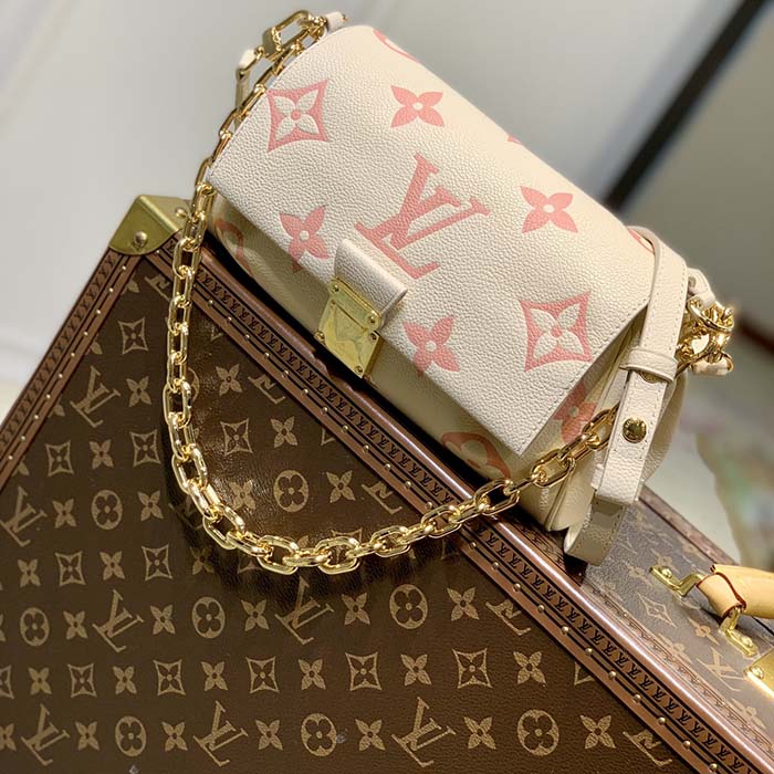 Louis Vuitton LV Women Favorite Handbag Pink Monogram Empreinte Embossed Supple Grained Cowhide
