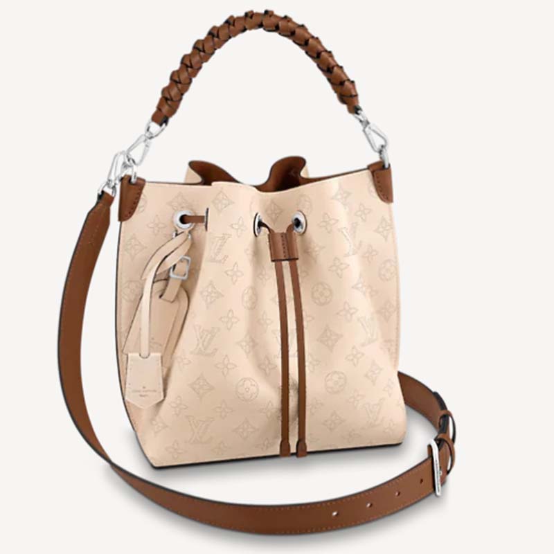 Louis Vuitton LV Women Muria Bucket Bag Crème Beige Mahina Perforated Calf Leather