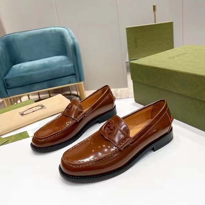 Gucci Unisex GG Interlocking G Cut-Out Loafer Cuir Leather Flat 1.5 CM Heel