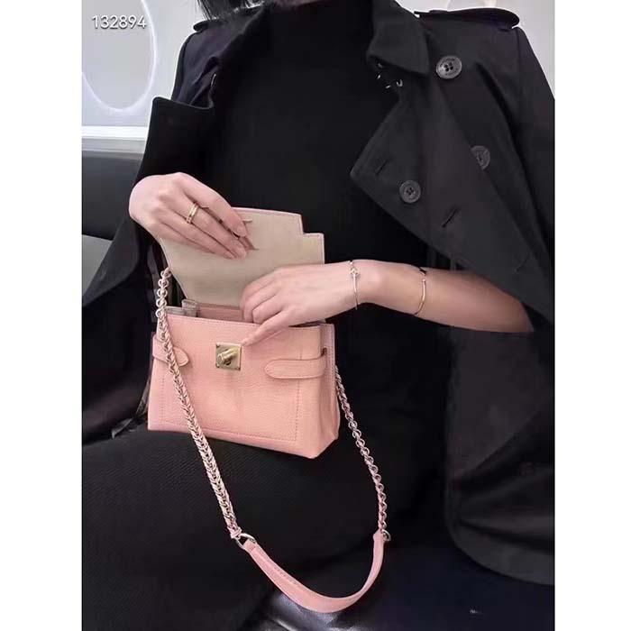 Louis Vuitton LV Women Lockme Ever Mini Handbag Pink Grained Calf Leather