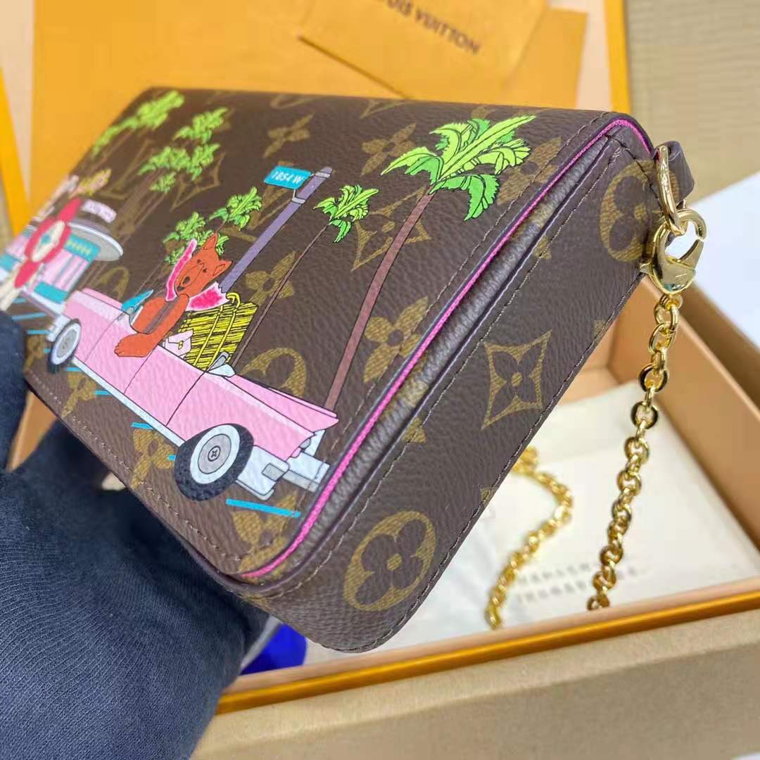 Louis Vuitton LV Women Félicie Pochette Fuchsia Pink Monogram Coated Canvas