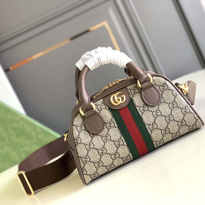 Gucci GG Women Ophidia Mini GG Top Handle Bag Beige Ebony Supreme