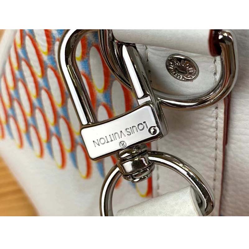 Louis Vuitton LV Unisex Keepall 50B White Damier Spray Cowhide Leather Textile Lining