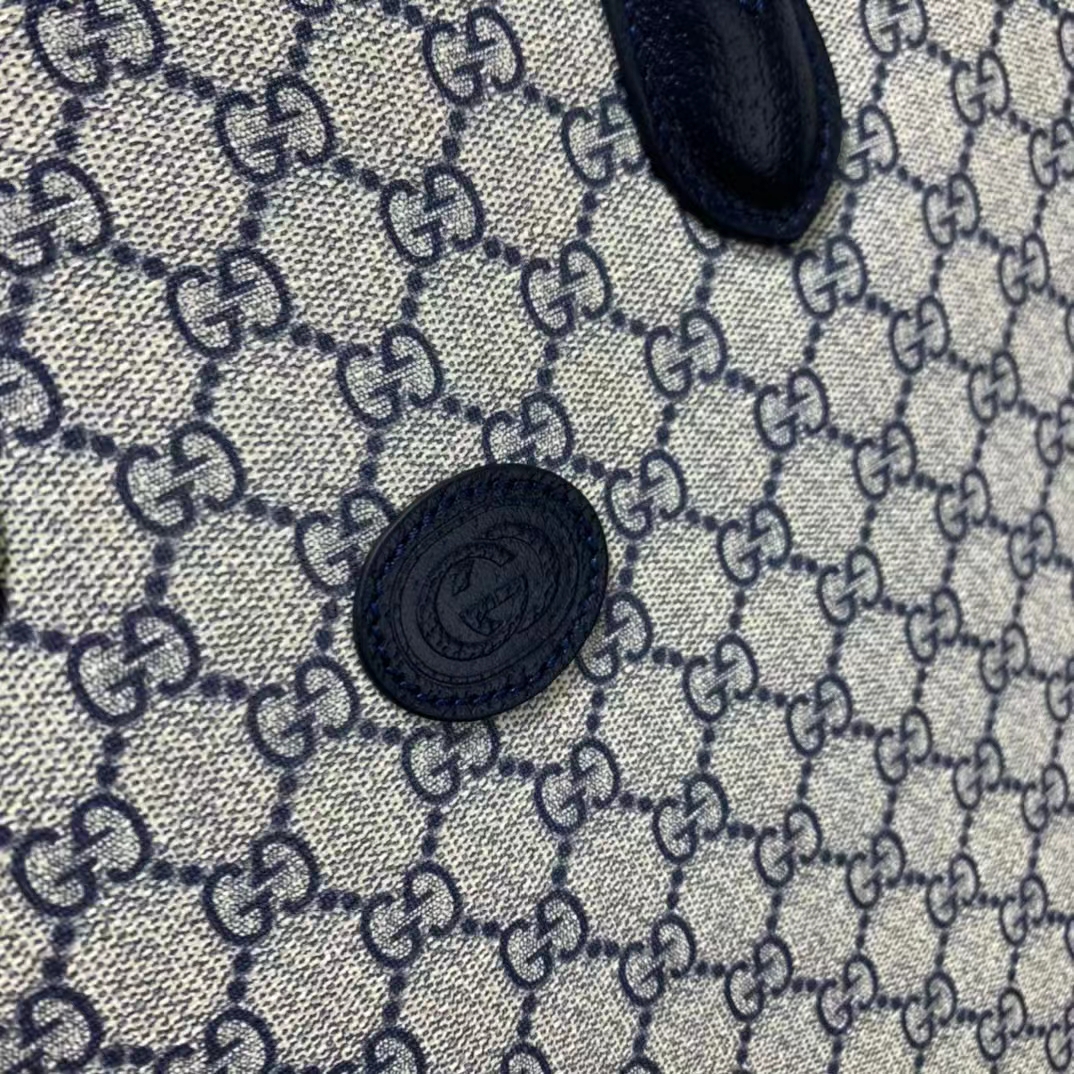 Gucci GG Unisex Medium Tote Bag Interlocking G Beige Blue Supreme Canvas