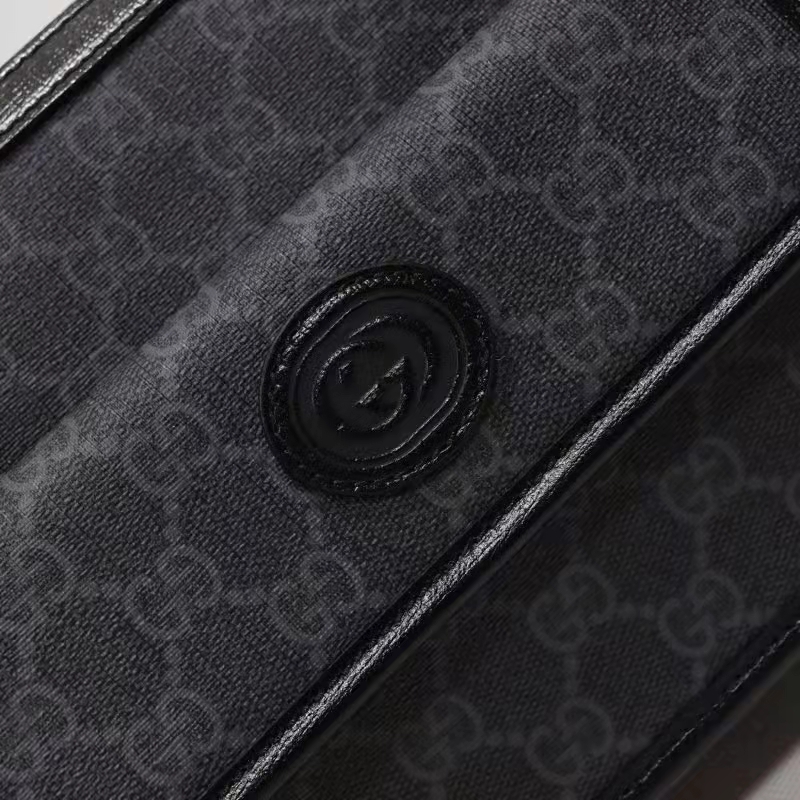 Gucci Unisex Messenger Bag with Interlocking G Black GG Supreme Canvas
