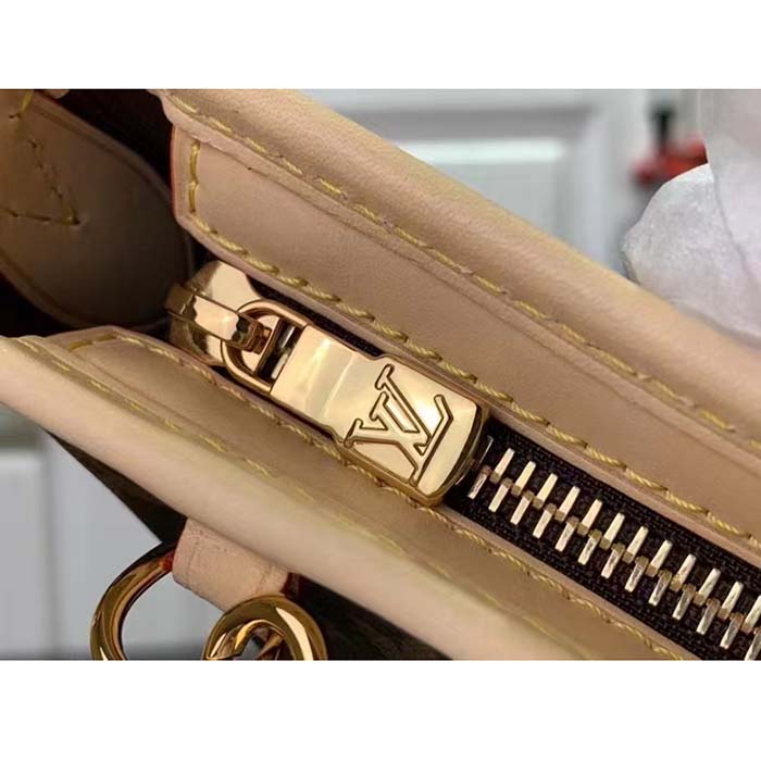 Louis Vuitton LV Women Neverfull BB Beige Monogram Coated Canvas Natural Cowhide Leather