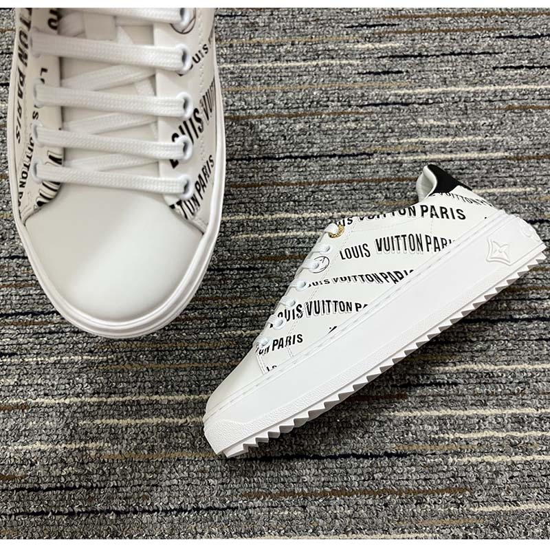 Louis Vuitton Unisex LV Time Out Sneaker Black Printed Calf Leather Monogram Flowers