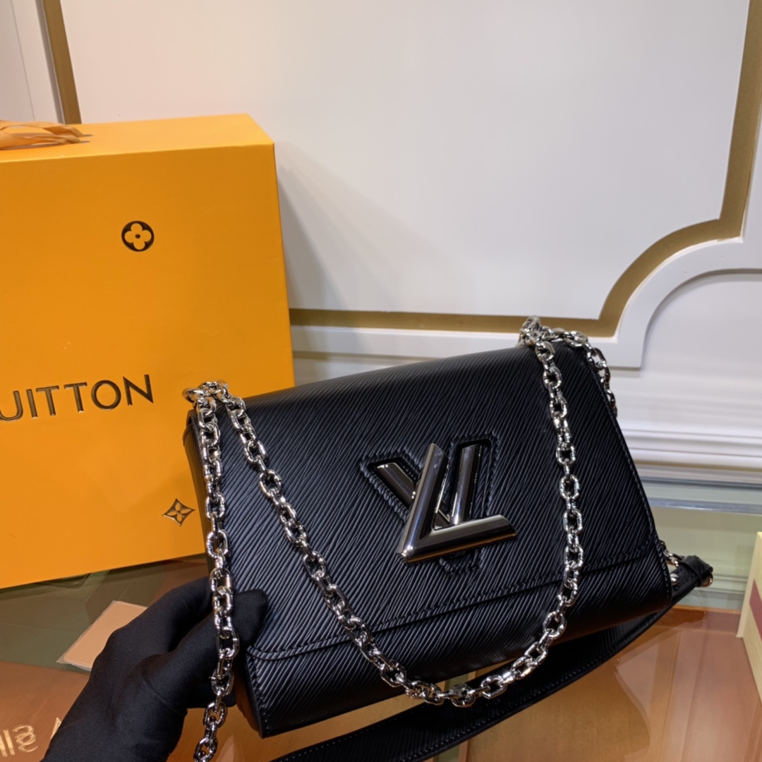 Louis Vuitton LV Women Twist MM Chain Bag Black Epi Grained Cowhide Leather
