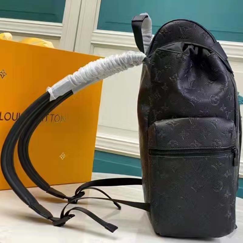 Louis Vuitton LV Unisex Discovery Backpack Black Monogram Shadow Calf Cowhide Leather