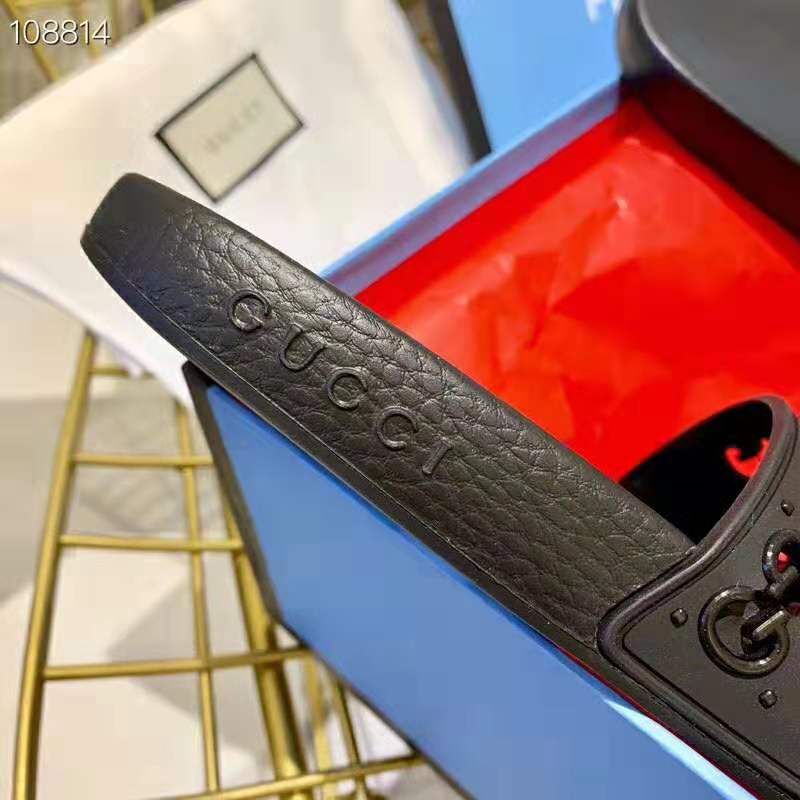 Gucci Men’s Rubber GG Slide Sandal-Black