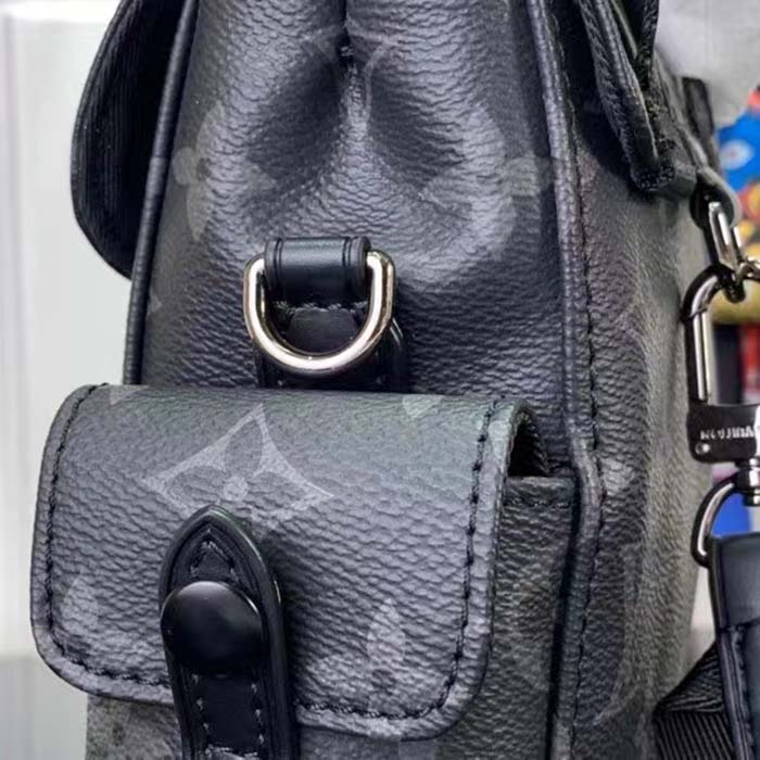 Louis Vuitton LV Unisex Nano Christopher Monogram Eclipse Coated Canvas Cowhide Leather