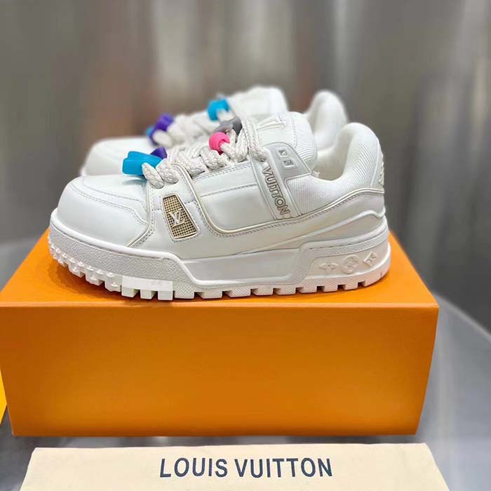 Louis Vuitton Unisex LV Trainer Maxi Sneaker White Mix of Materials Rubber