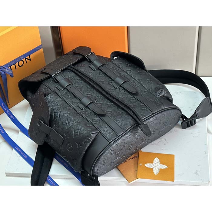 Louis Vuitton LV Unisex Christopher PM Backpack Black Taurillon Monogram Embossed Cowhide Leather