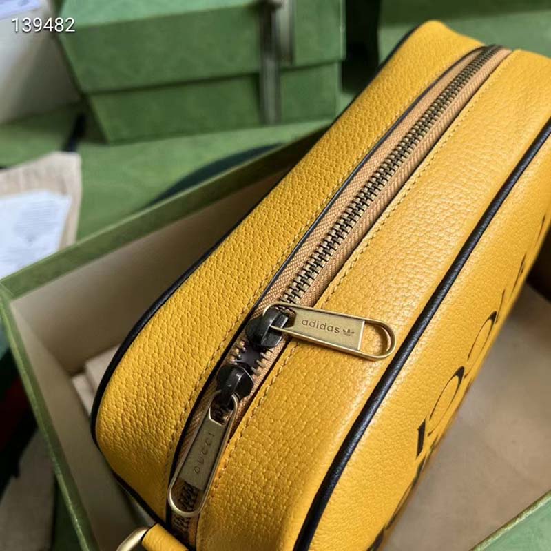 Gucci Unisex Adidas x Gucci Small Shoulder Bag Yellow Leather Interlocking G