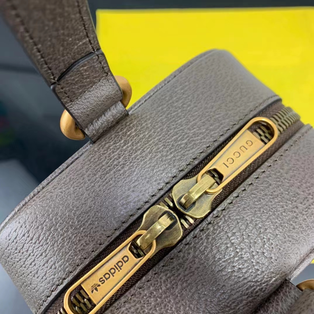 Gucci Unisex Adidas x Gucci Mini Top Handle Bag Beige Brown GG Crystal Canvas