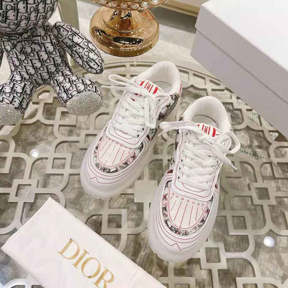 Dior Women Addict Sneaker White Calfskin and Technical Fabric