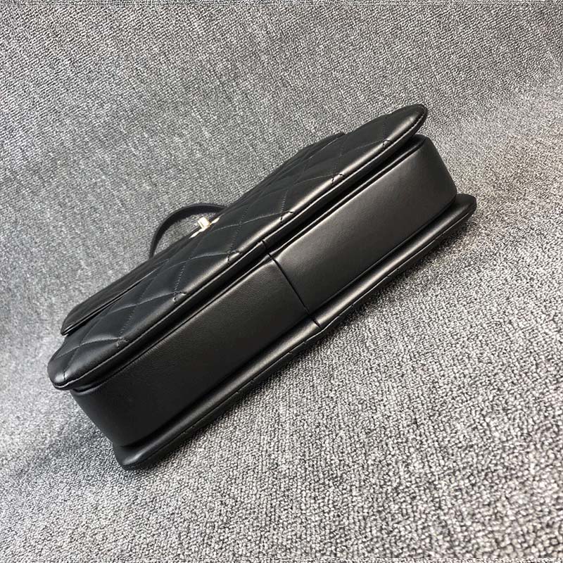 Chanel Women Kelly Flap Bag in Goatskin Leather-Black