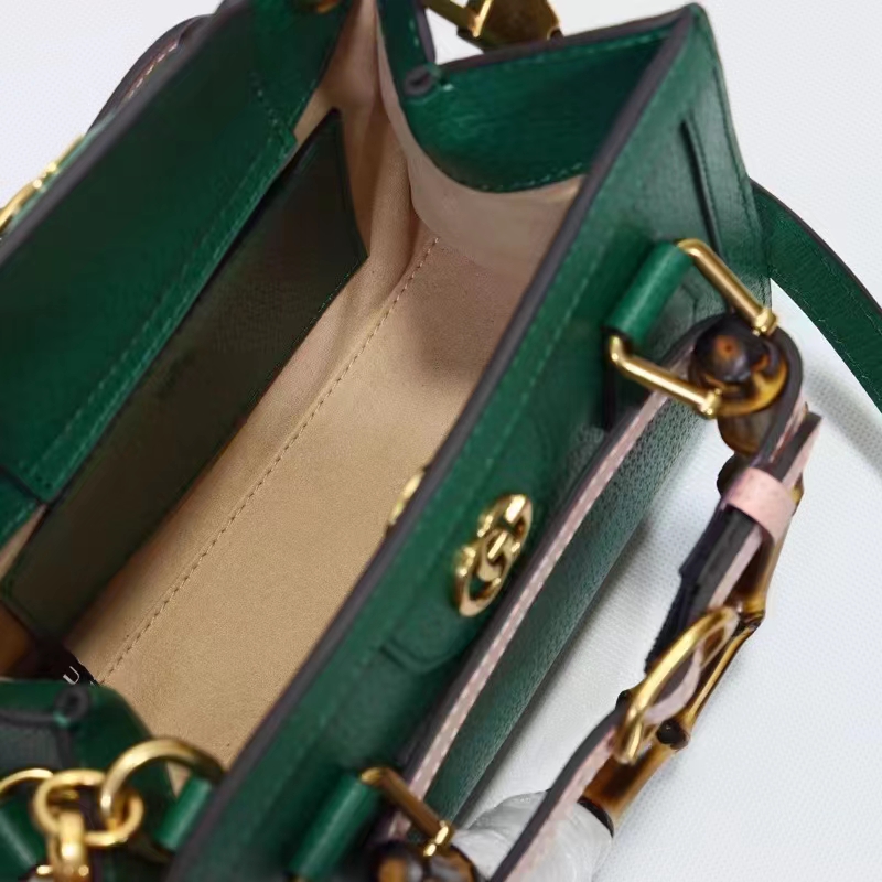 Gucci GG Women Gucci Diana Mini Tote Bag Green Leather Double G