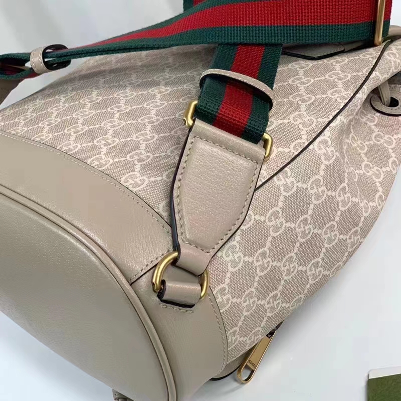 Gucci Unisex Backpack Interlocking G Beige White GG Supreme Canvas