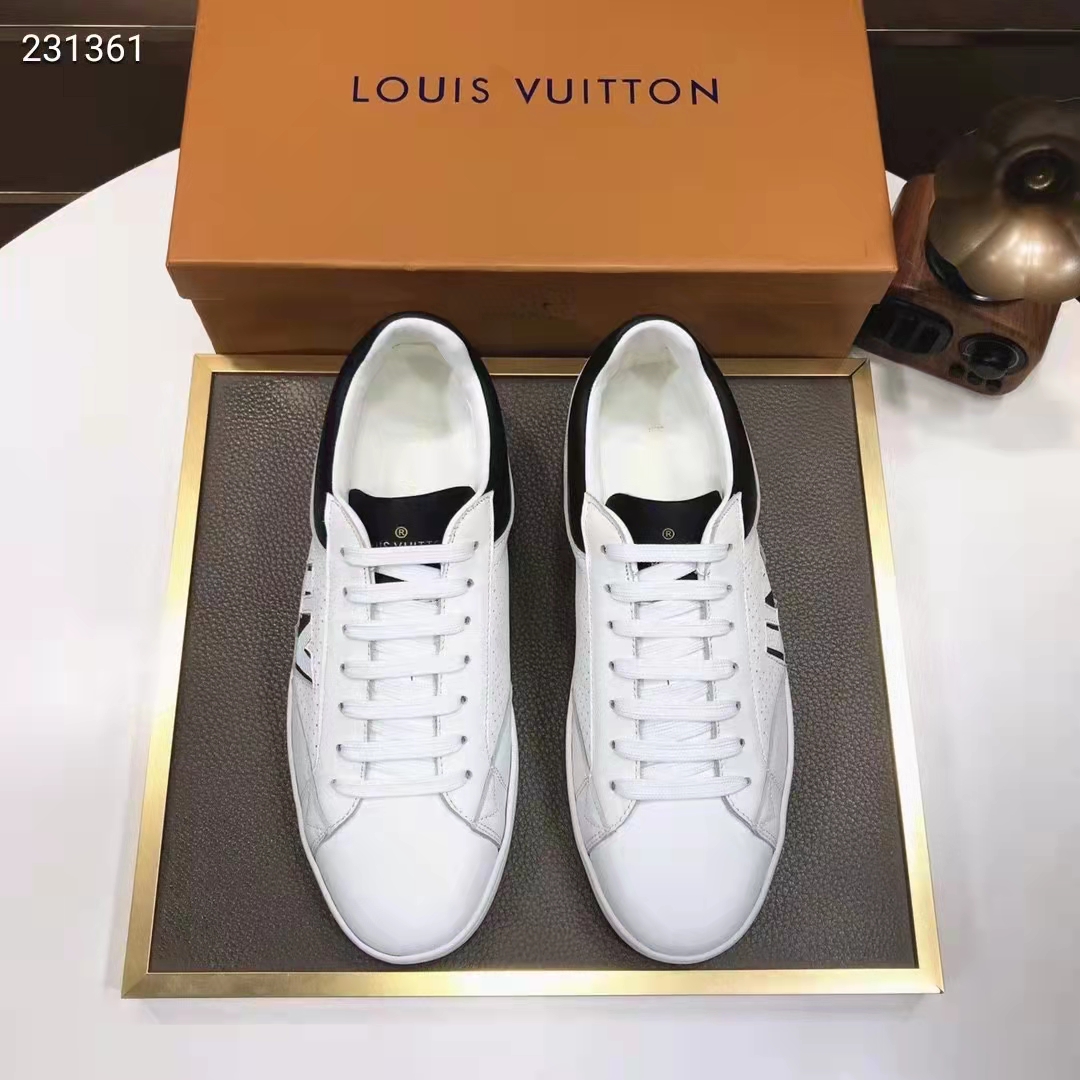 Louis Vuitton LV Unisex Luxembourg Sneaker Black White Perforated Calf Leather