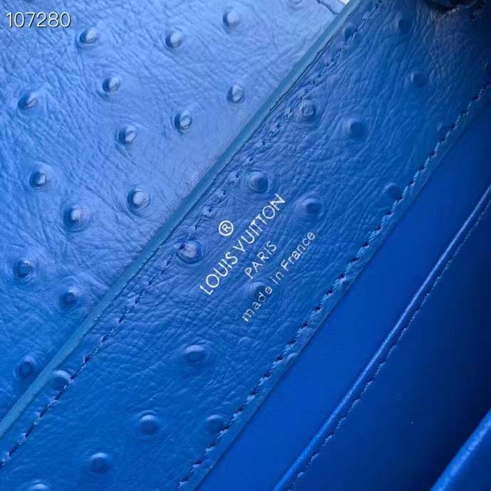 Louis Vuitton LV Women Capucines Mini Menthe Blue Goatskin Ostrich Leather Monogram Flower