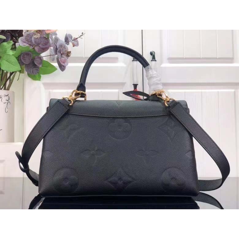 Louis Vuitton LV Women Madeleine MM Handbag Black Embossed Grained Cowhide Leather