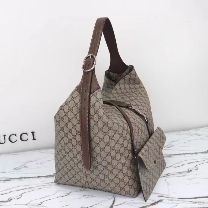 Gucci Unisex GG Jackie 1961 Medium Shoulder Bag Beige Ebony GG Supreme