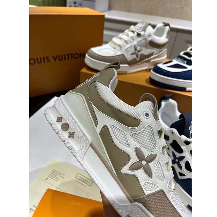 Louis Vuitton LV Unisex Skate Sneaker Beige Mix Materials Double Laces Rubber