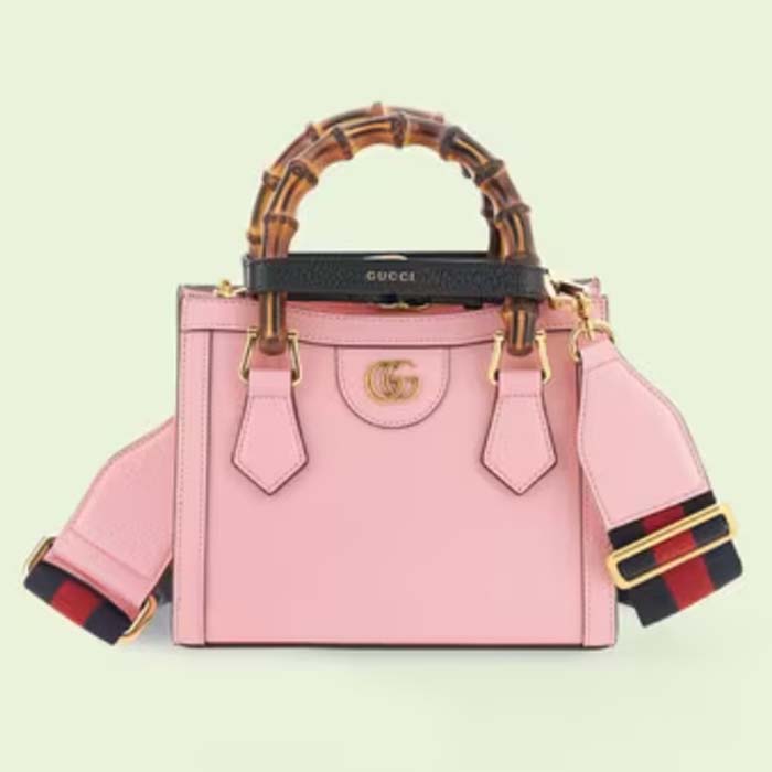 Gucci GG Women Diana Mini Tote Bag Pink Leather Double G