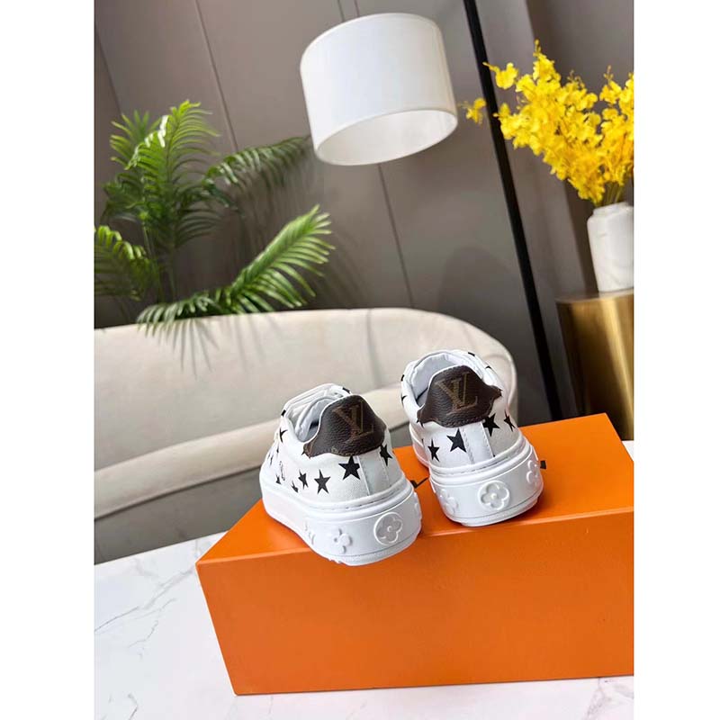 Louis Vuitton LV Unisex Time Out Sneaker Black White Printed Canvas Rubber Outsole